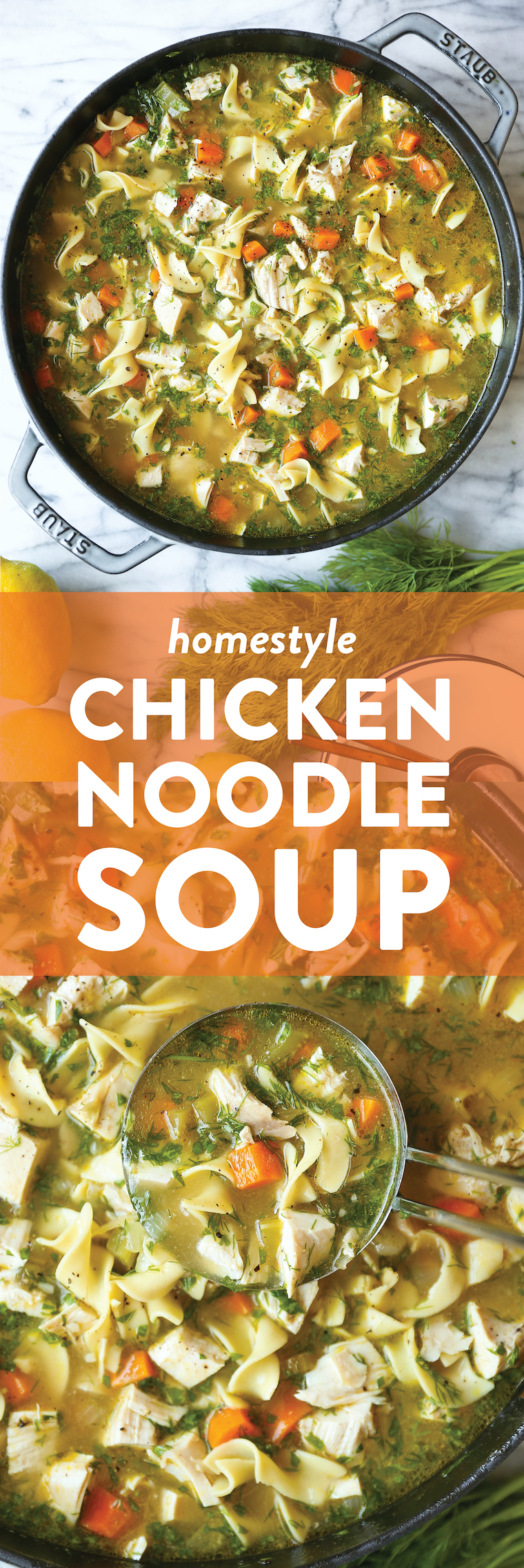 Homestyle Chicken Noodle Soup - Classic chicken noodle soup that will leave you feeling so warm + cozy! Perfect for sick days + cold nights!