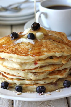 Blueberry Oatmeal Yogurt Pancakes