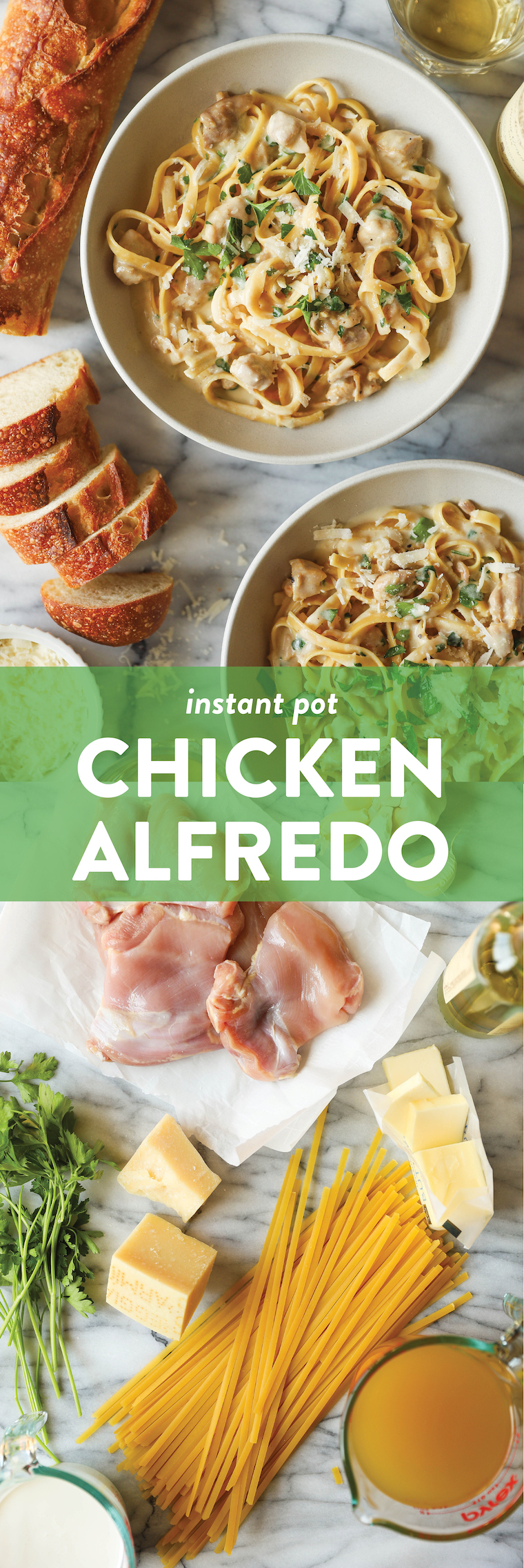 Instant Pot Chicken Alfredo - A one pot, no fuss, no babysitting dinner! Even the uncooked pasta cooks right in the IP, soaking up all that creamy goodness!