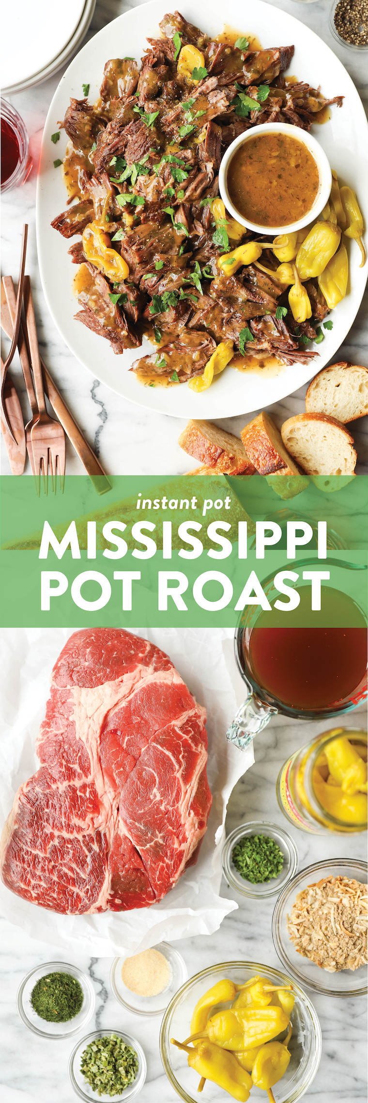 Instant Pot Mississippi Pot Roast - The most amazing pot roast ever! Made in the IP in just a fraction of the time. So juicy and melt-in-your-mouth tender!